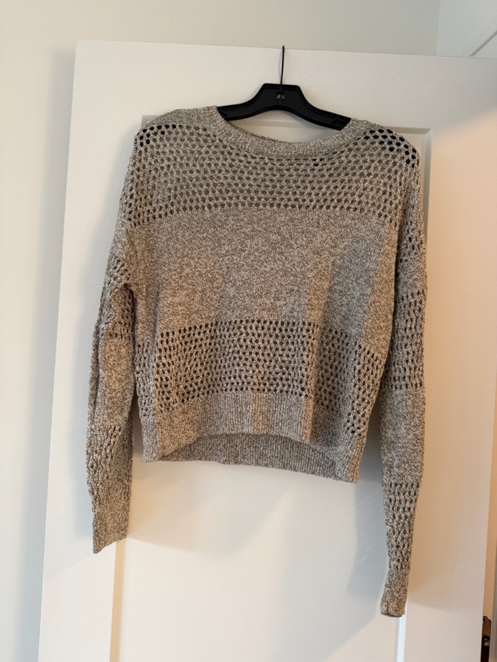 ATM Anthony Thomas Melillo Open-Weave Crewneck Sweater - Light Gray